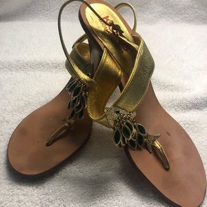 Michael Kors fish gold heeled sandals.